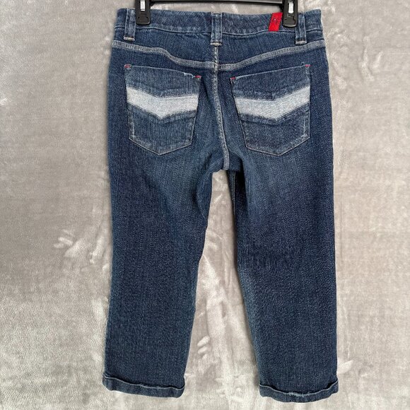 Tommy Hilfiger Womens Vintage Low Rise Capris Jeans‎ Size 6 Blue Y2K Distressed - Picture 9 of 9